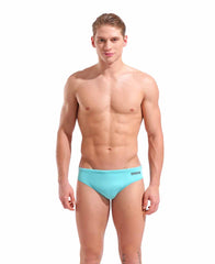 Arena men's swim briefs in solid water/asphalt color, featuring a snug fit and durable fabric for competitive swimming.