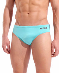 Arena men's swim briefs in solid water/asphalt color, designed for competitive swimming and water sports.