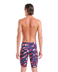 Arena men's Powerskin ST Next Aqua Gleam limited edition jammer in red, white, and blue with sleek swimwear design.