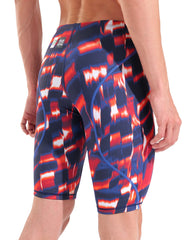 Arena men's Powerskin ST Next Aqua Gleam limited edition jammers in red, white, and blue, featuring sleek swimwear design.