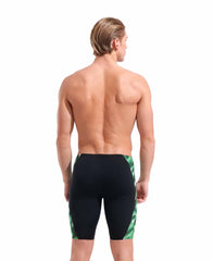 Black and green Arena men's Wave swim jammers with a sleek fit, designed for competitive swimming and training.