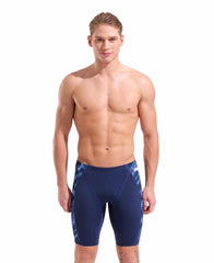 Arena men's Wave swim jammer in navy, featuring a sleek design and elastic waistband, ideal for competitive swimming.