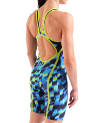 Arena Women's Powerskin Air 3 open back kneesuit in Aqua Gleam, featuring sleek design and high-performance swimwear details.