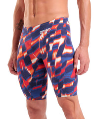 Arena men's Powerskin Air3 Aqua Gleam limited edition jammers in red, white, and blue with sleek swimwear design.