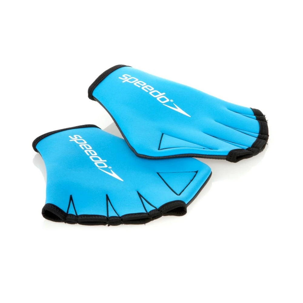 Blue Speedo Aqua Gloves paddles for swimming, featuring ergonomic design and textured surface for enhanced water grip.