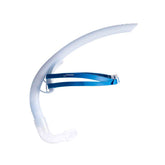 Finis Stability Snorkel in Glacier color, adjustable strap and mouthpiece, designed for comfortable underwater breathing during snorkeling.