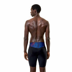 Speedo men's Endurance+ Max Compression jammer in anthracite and peacoat, featuring sleek swimwear design and secure fit.