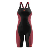 Speedo Girls Fastskin HyperSpark Solid Openback Kneeskin - Black/Regal Red Ml