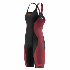 Speedo Girls Fastskin HyperSpark Solid Openback Kneeskin - Black/Regal Red Ml