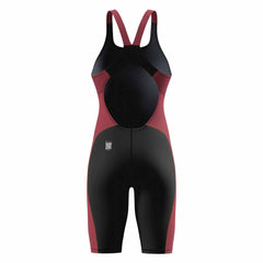 Speedo Girls Fastskin HyperSpark Solid Openback Kneeskin - Black/Regal Red Ml