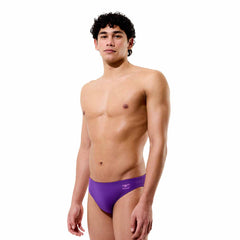 Speedo men's solid brief in grape soda color, close-up view showing the snug fit and elastic waistband.