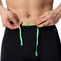 Speedo men's printed side spliced jammer in firework burst and black with vibrant design and sporty fit.