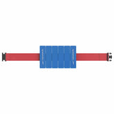 Speedo aquatic fitness belt in blue and red with adjustable straps, designed for water exercise and aquatic training.