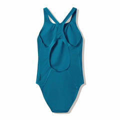 Speedo Women's Endurance+ Medalist Swimsuit in Teal Abyss featuring a sleek, supportive design for competitive swimming.