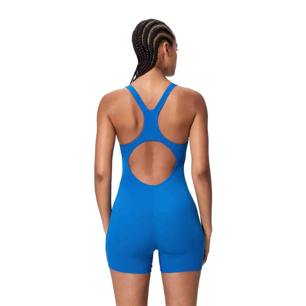Blue Speedo women's Eco Endurance+ kneesuit with a sleek, form-fitting design for swimming and water sports.