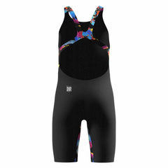 Speedo Girls Fastskin Junior Endurance+ Max openback kneeskin in Colour Shock and black, designed for competitive swimming.