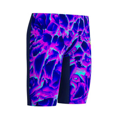 Speedo Fastskin Junior Endurance+ Max high-waisted jammers in Cave Current and Neon Jelly with sleek design and vibrant colors.