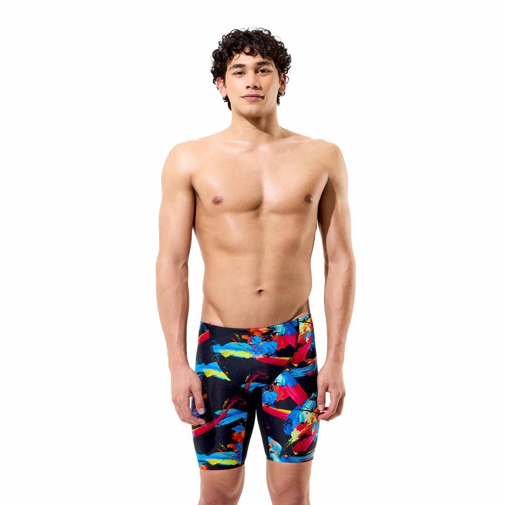 Speedo Boys Fastskin Junior Endurance+ Max high-waisted jammers in Shock and Black, designed for competitive swimming.