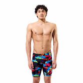 Speedo Boys Fastskin Junior Endurance+ Max high-waisted jammers in Shock and Black, designed for competitive swimming.