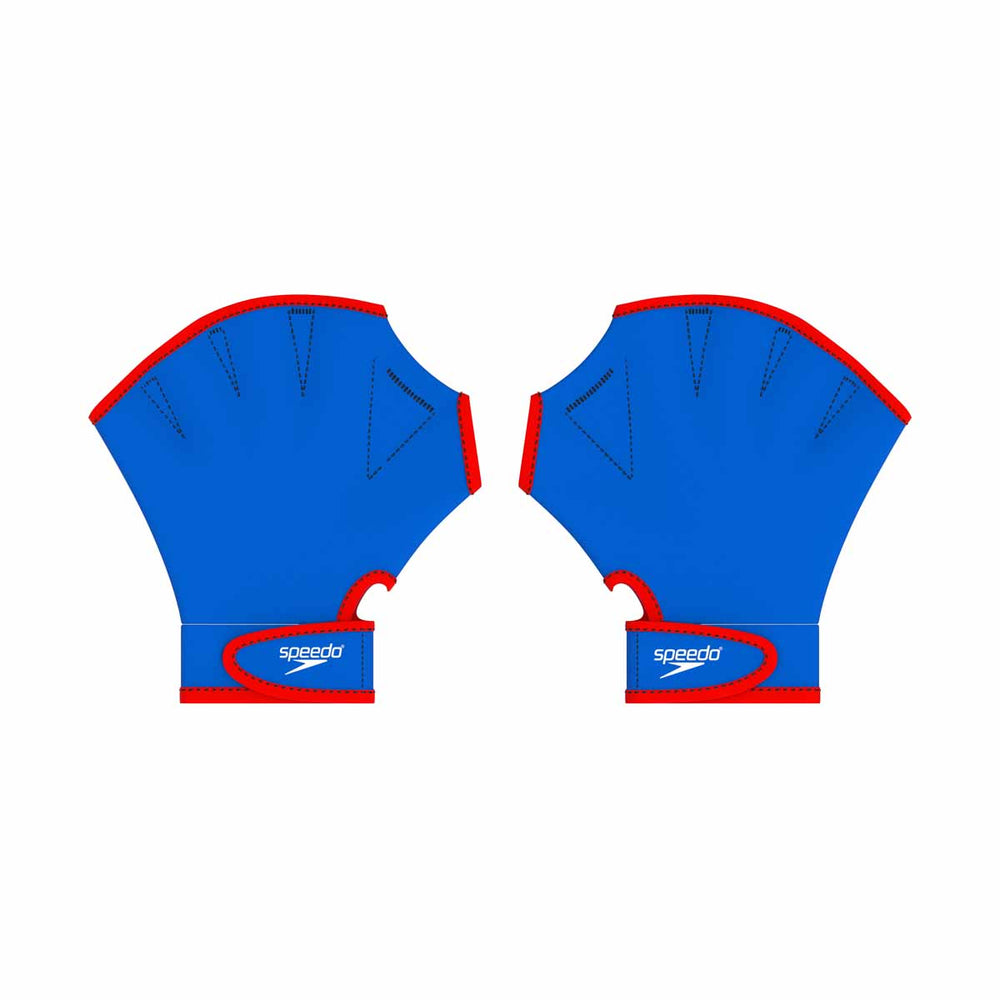 Speedo Aquatic Fitness Swim Gloves in blue and white, designed for water exercise and aquatic training.