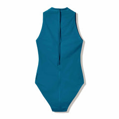 Speedo Women's Endurance+ Logo Hydrasuit Swimsuit in Teal Abyss, featuring a sleek design and Speedo branding for competitive swimming.
