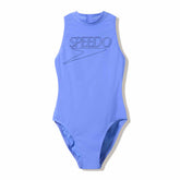 Speedo women's Endurance+ Logo Hydrasuit swimsuit in moonlight lavender, featuring a sleek design and logo detail.