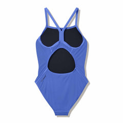 Speedo girls' Endurance+ logo thinstrap swimsuit in moonlight lavender, designed for swimming and active water sports.