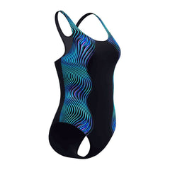 Speedo Womens Print Medalist Swimsuit - Anthracite Grey