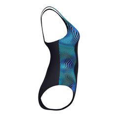 Speedo Womens Print Medalist Swimsuit - Anthracite Grey