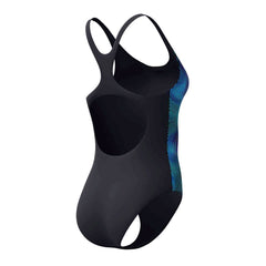 Speedo Womens Print Medalist Swimsuit - Anthracite Grey