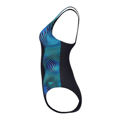 Speedo Womens Print Medalist Swimsuit - Anthracite Grey
