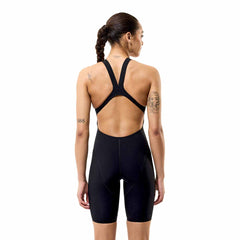 Speedo Women's Fastskin LZR HyperPro Kneeskin in black, close-up view showing sleek, form-fitting swimwear design.