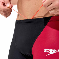 Speedo men's Fastskin LZR HyperPro jammer in black, showing sleek, form-fitting swimwear designed for competitive swimming.