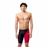 Speedo men's Fastskin LZR HyperPro jammer in black, fitted swimwear with streamlined design for competitive swimming.