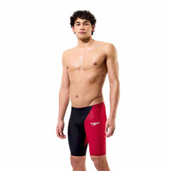 Speedo men's Fastskin LZR HyperPro jammer in black, showcasing a sleek, fitted swimwear design for competitive swimming.