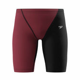 Speedo Boys Fastskin Junior LZR HyperPro Jammer in Regal Red and Black, front view showcasing sleek swimwear design.