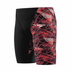 Speedo Boys Fastskin Junior LZR HyperPro printed jammers in black and electric veil with sleek design and snug fit.