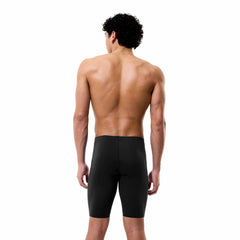Speedo men's black Endurance+ Max Jammer swimwear, close-up view of the sleek, durable swim jammers for competitive swimming.