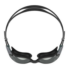 Speedo Biofuse 2.0 optical swimming goggles in black and steel with adjustable straps and clear lenses for comfortable vision.
