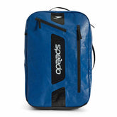 Speedo 25L Flex Bag backpack in oceanic blue, featuring adjustable straps and multiple compartments for swimming gear storage.