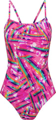 Amani Womens Skylark Proback One Piece swimsuit in multi-color with a sleek, supportive design and sporty straps.