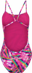 Amani Womens Skylark Proback one-piece swimsuit in multi-color with a sleek fit and supportive design, displayed on a mannequin.