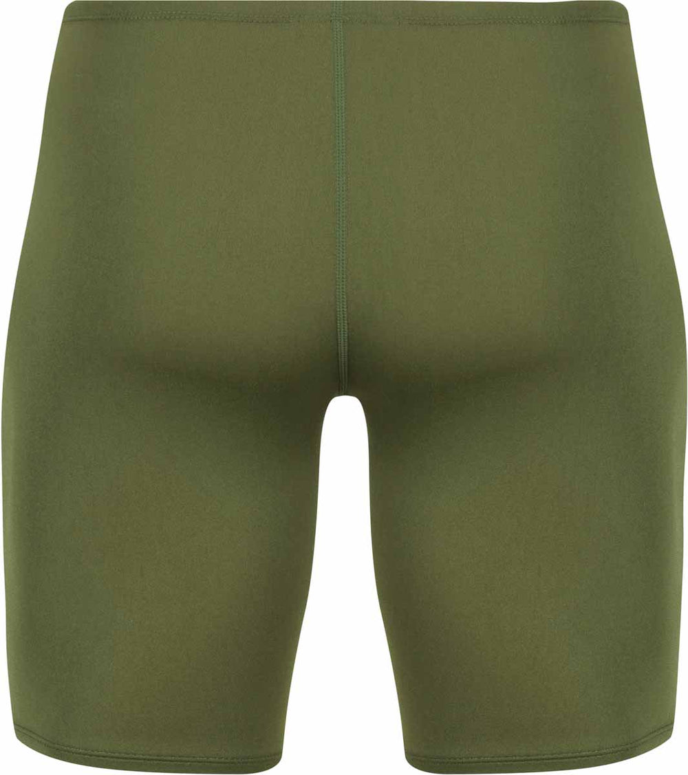 Amanzi Boys Memphis Jammer in green, featuring a sleek swimwear design with the Amanzi logo, suitable for boys' swimming activities.