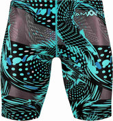 Amanzi men's Hyperdrive jammer in multi-color design, close-up view of the athletic swimwear with sleek fabric and branding.