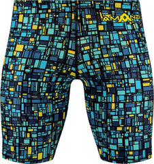 Amani Boys Matrix Jammer swimwear in multi-color with geometric pattern, designed for boys' swim and water sports.