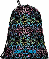 Amanzi Aquatica mesh bag in multi-color, showing breathable mesh material and spacious design for storage and organization.