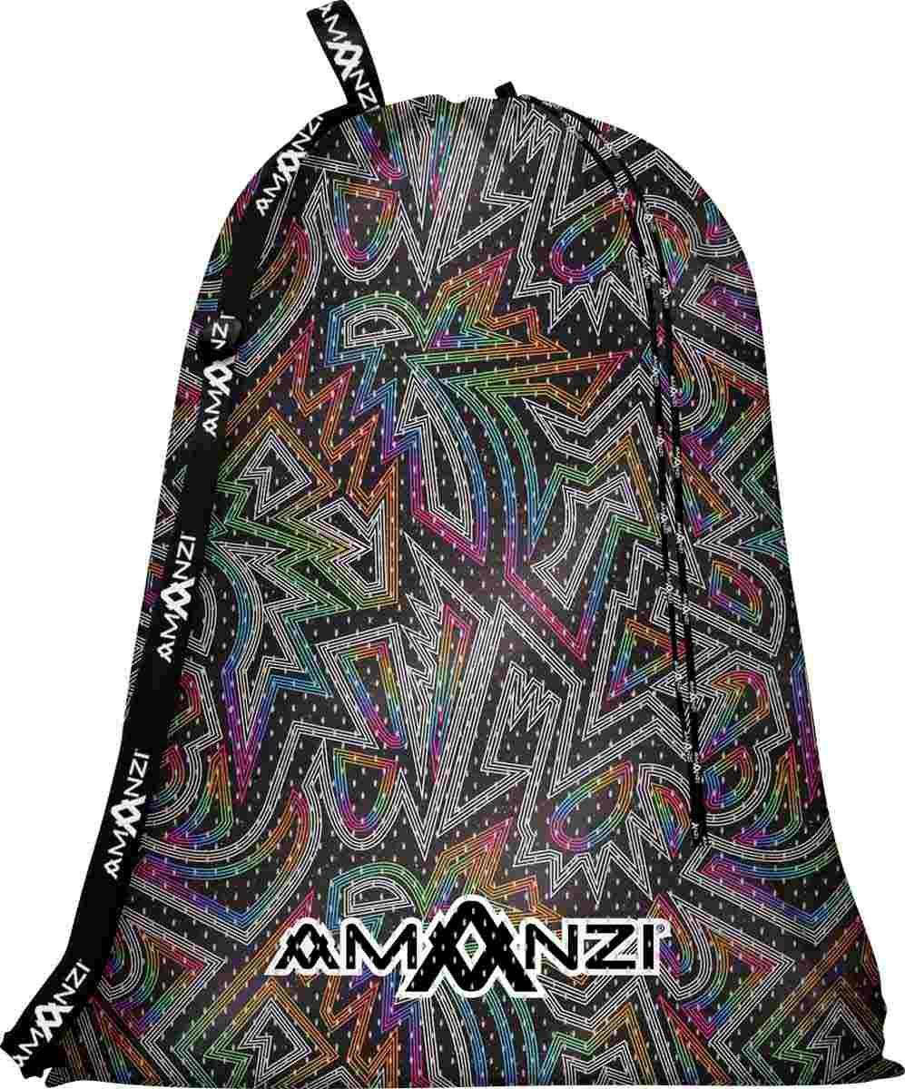 Amanzi Jagger mesh bag in multicolor, lightweight and breathable storage with adjustable straps and multiple compartments.