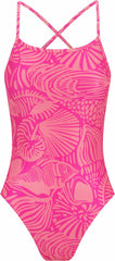 Amani Womens Seaflair Pink Tie Back One Piece swimsuit showing the front design and vibrant color.