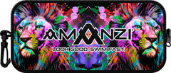 Amanzi Primal neoprene goggle case in multi-color design, protective case for goggles with soft interior and durable exterior.
