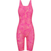 Amani Girls Seaflair Pink Kneesuit with long sleeves and ocean-inspired design, suitable for active swimming and water sports.